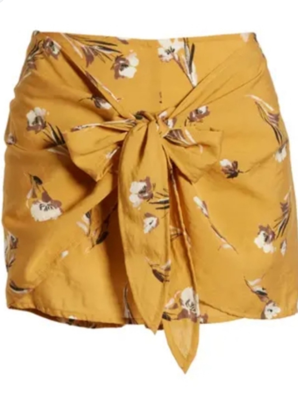 bishop + young Mustard Floral Tie-Front Shorts
